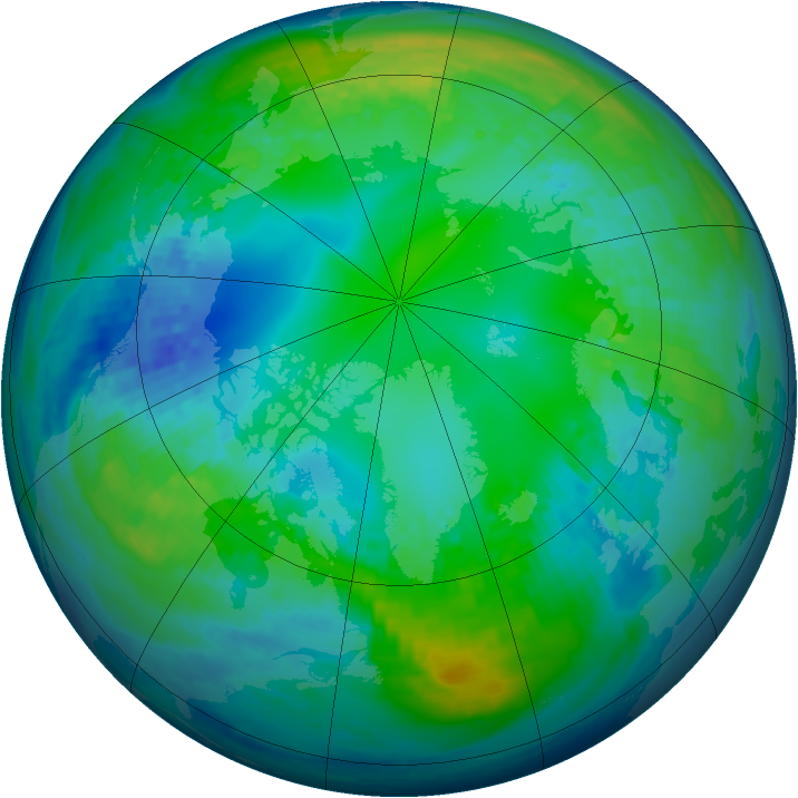Arctic ozone map for 05 November 2003